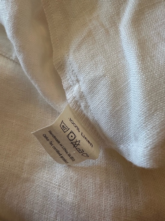 European Linen White High Waisted Button Front Shorts | 90s Summer Minimalist - Picture 8 of 10